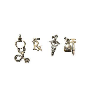 mixed lot 4 charms medical nurse healthcare bracelet keychain necklace caduceus